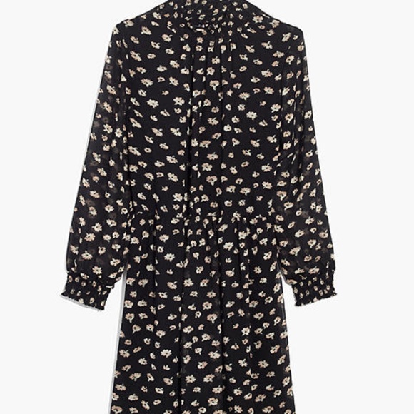 Madewell Mistlight Mockneck Dress in Seattle Floral Black Sheer - Picture 4 of 8